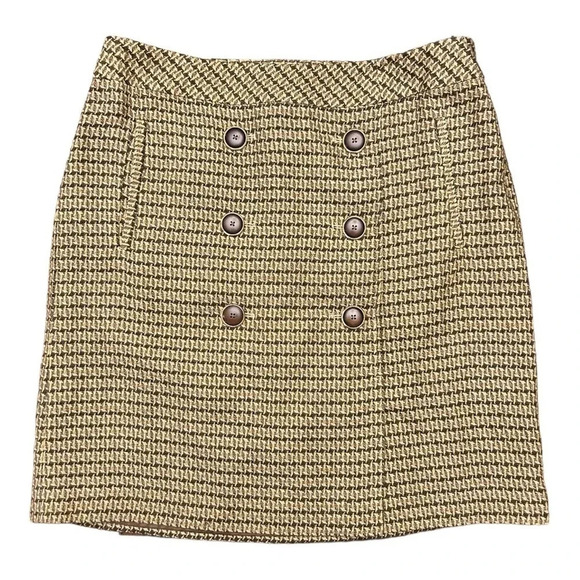Loft Ann Taylor Wool Blend Twee Mod Retro Skirt Brown Size 6 - Picture 1 of 7